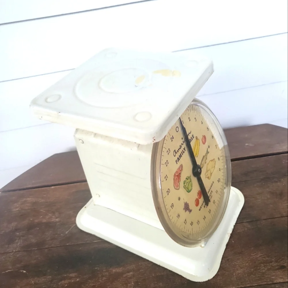 Vintage American Family White Metal Kitchen Scale 25lb
